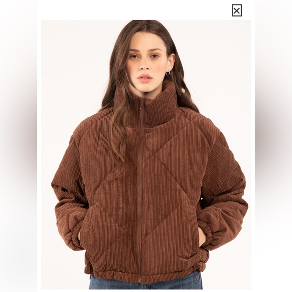 Love Tree Jackets & Blazers - Brown Corduroy Quilted Jacket